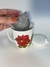 Caneca de chá com infusor - Flor vermelha - Estúdio Flora
