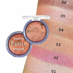 BLUSH COMPACTO MARMORIZADO FEELS MOOD RUBY ROSE - comprar online