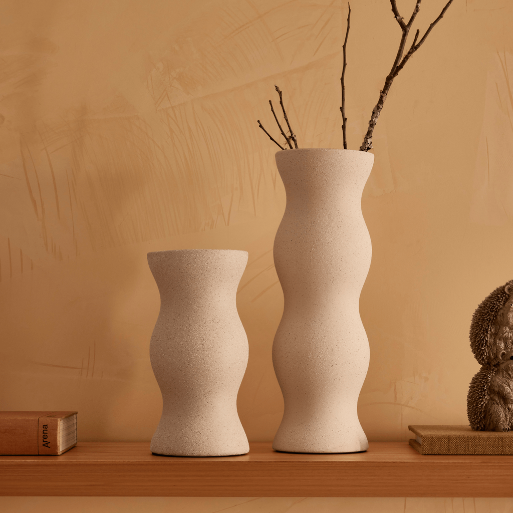 Vaso decorativo cerâmica ondulado