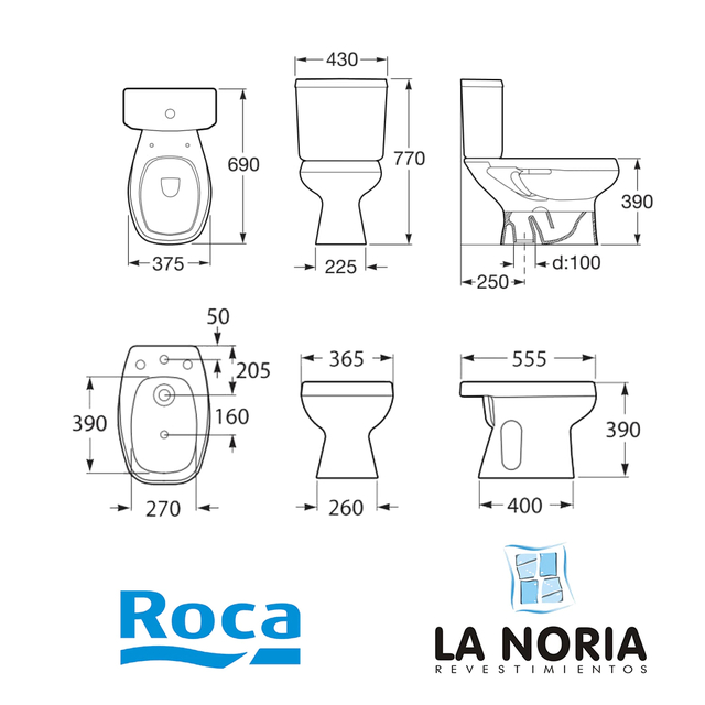 Roca Mónaco Inodoro + Depósito + Bidet