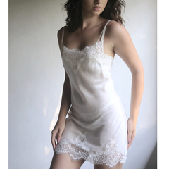Camisola de Seda e Renda Mini Off-White - comprar online