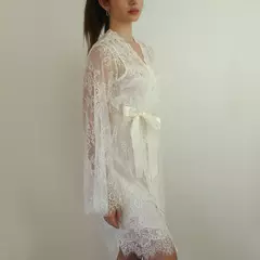 Kimono Midi de Renda Off White - comprar online