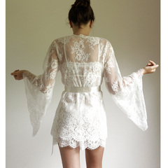 Kimono Mini de Renda Off White na internet