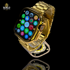 Relógio Smartwatch Ultra Gold Série 9 24K - 49mm ( 2 PULSEIRAS ) - World Imports 18k