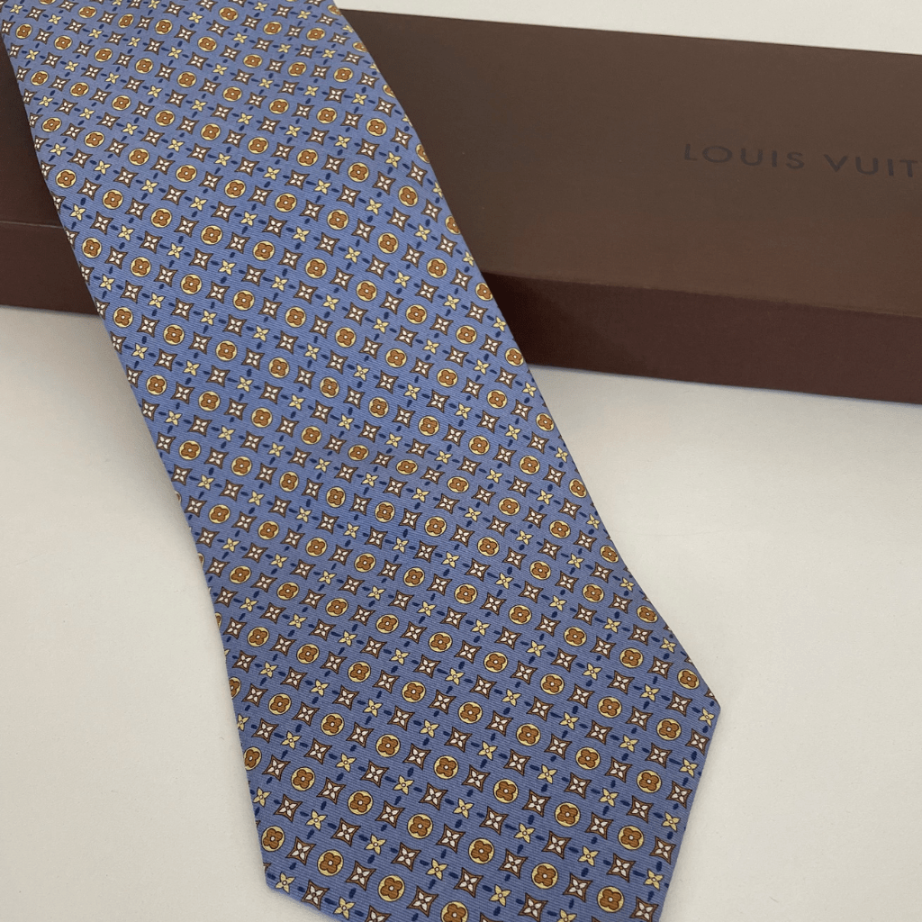 Gravata Louis Vuitton Seda Azul Estampada