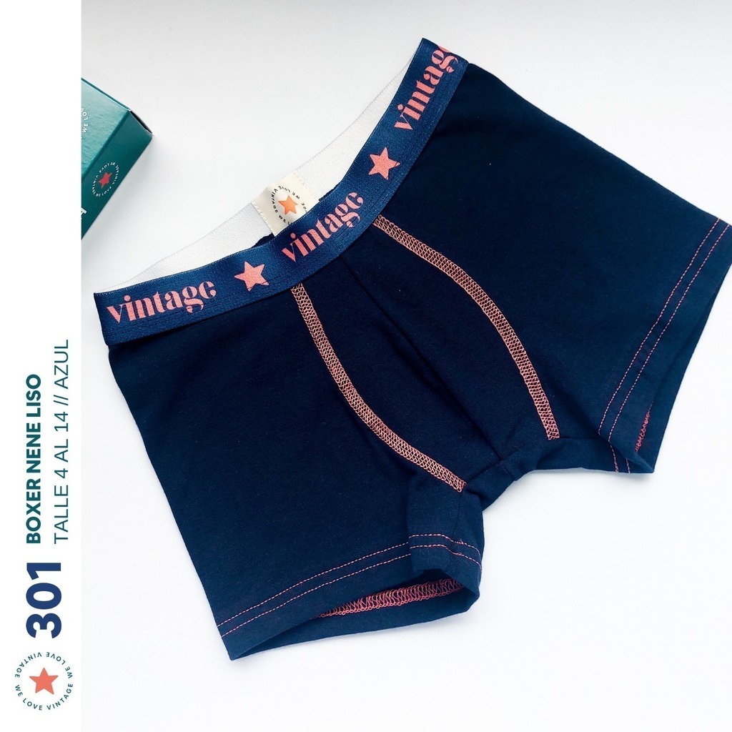 Boxer ni os Vintage de algod n lisos. Art 301