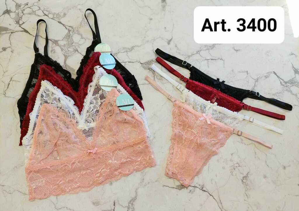 Conjunto bralette encaje Art. 3400. Marca Lalu