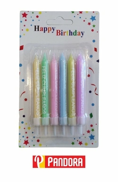 VELAS DE CUMPLEAÑOS CORTAS PASTEL X6 (8901303073307)