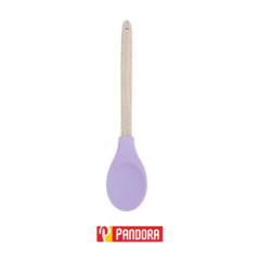 CUCHARA DE SILICONA CON MANGO DE BAMBU COLOR PASTEL 30CM (6501701302553)