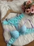 Conjunto lingerie renda luxo azul com lilás Yasmin