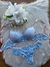 Conjunto lingerie renda com bojo azul com rosa fio duplo