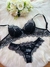Conjunto lingerie renda preto bicolor