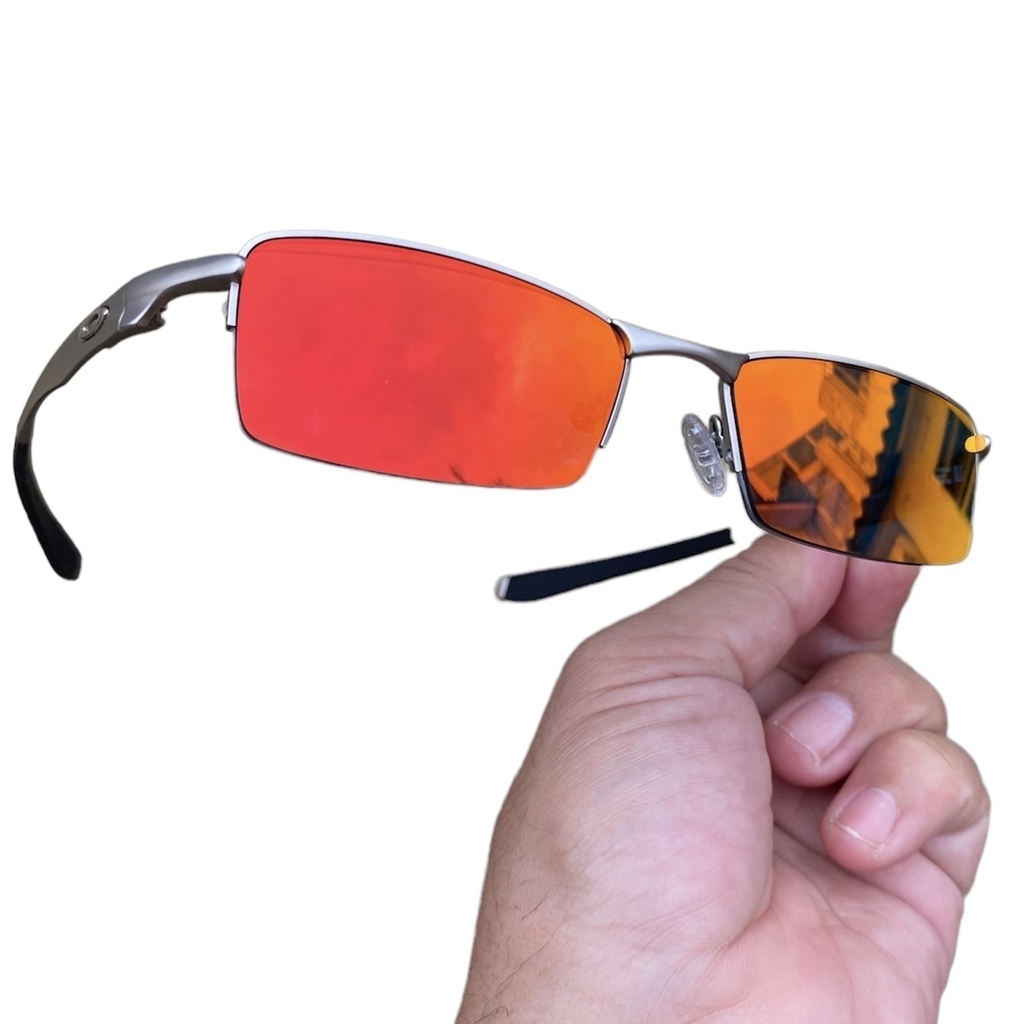 Óculos de Sol Lupinha Lupa Oakley Vilão Fio Nylon Preta e Vermelha