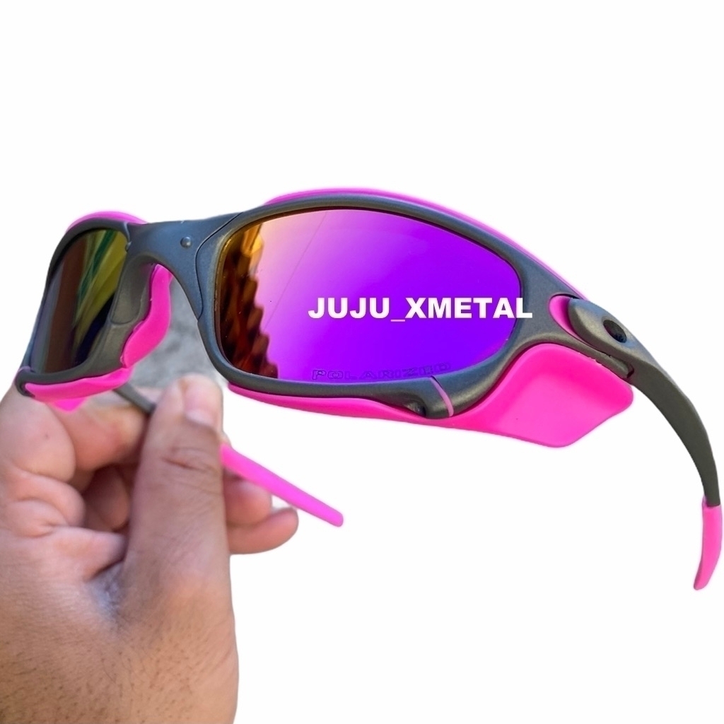 Óculos de Sol Juliet X-Metal Lentes Rosas Pink Polarizadas, 24k, tio
