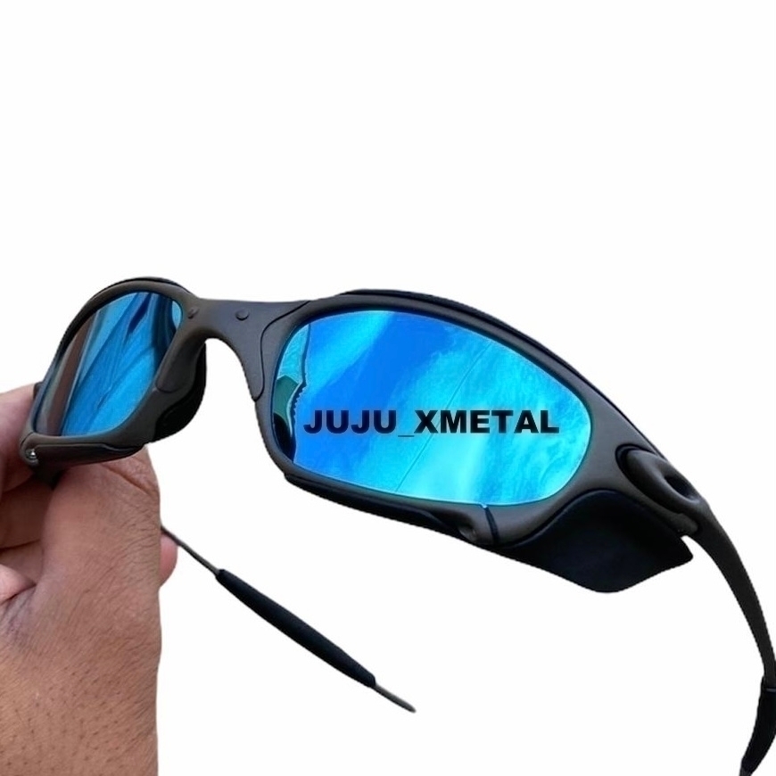 Óculos de Sol Juliet X Metal Lente Azul Ice Thug Borracha Azul