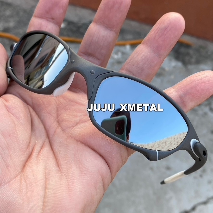 Óculos de Sol Juliet X-Metal Liquid Prata Pinada Armação Toda em Me