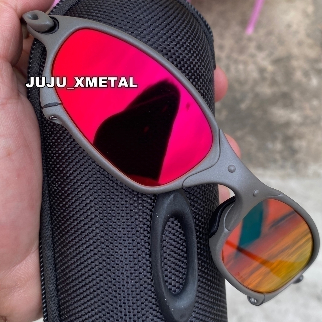 Óculos Oakley Juliet Xmetal “Lentes Ruby” kit borracha vermelha