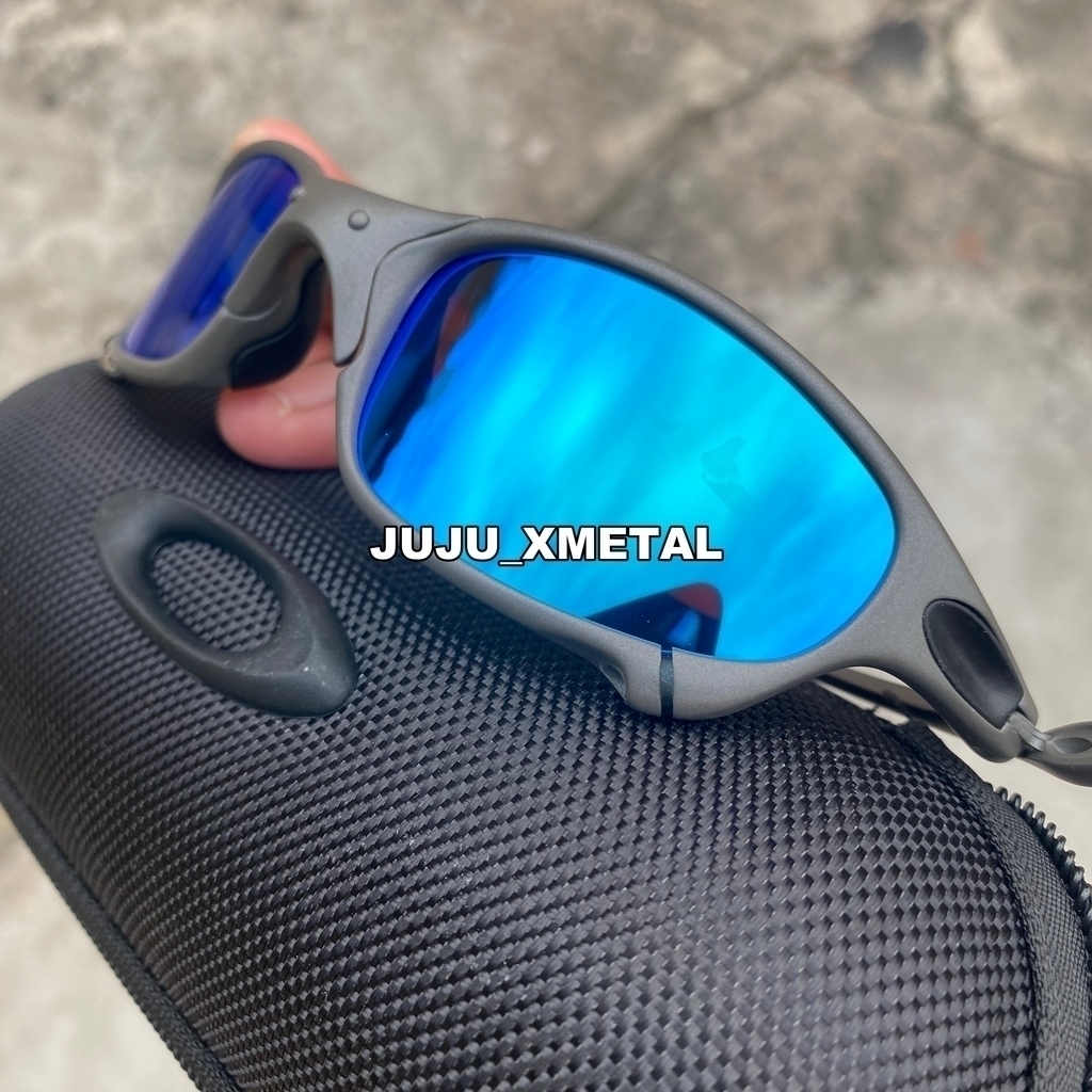 Óculos Oakley Juliet - X-Metal / Ice Thug / Borrachas Azul Bebê - Favela na  Moda Imports