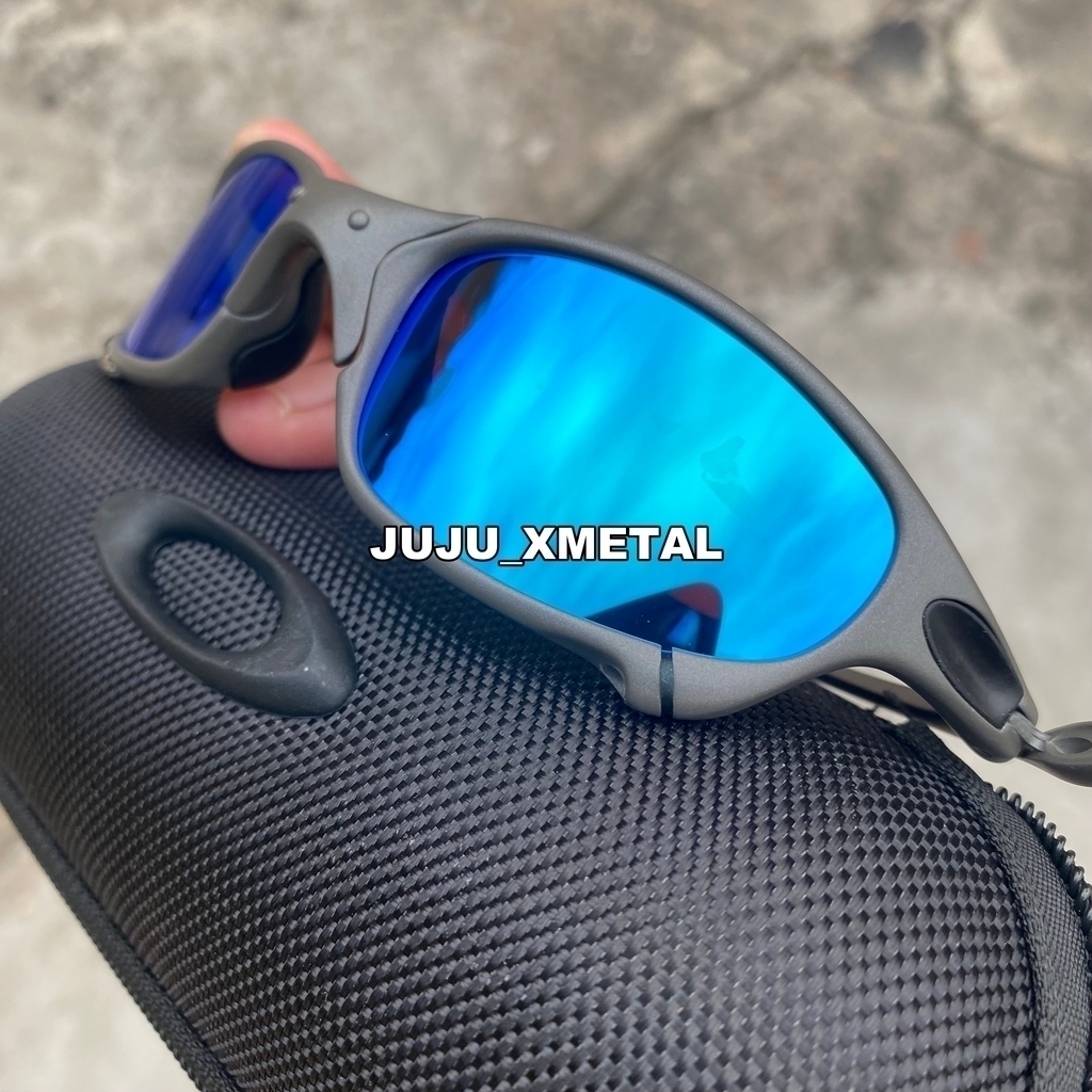 Óculos Sol Juliet X Metal Lente Azul Esverdeado - Kit Preto