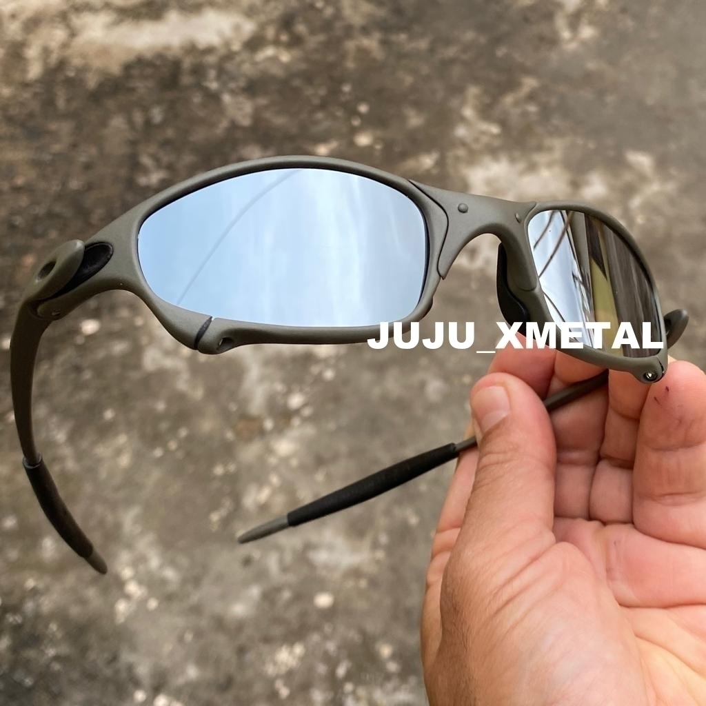 Óculos de Sol Juliet X-Metal Liquid Prata Pinada Armação Toda em Me