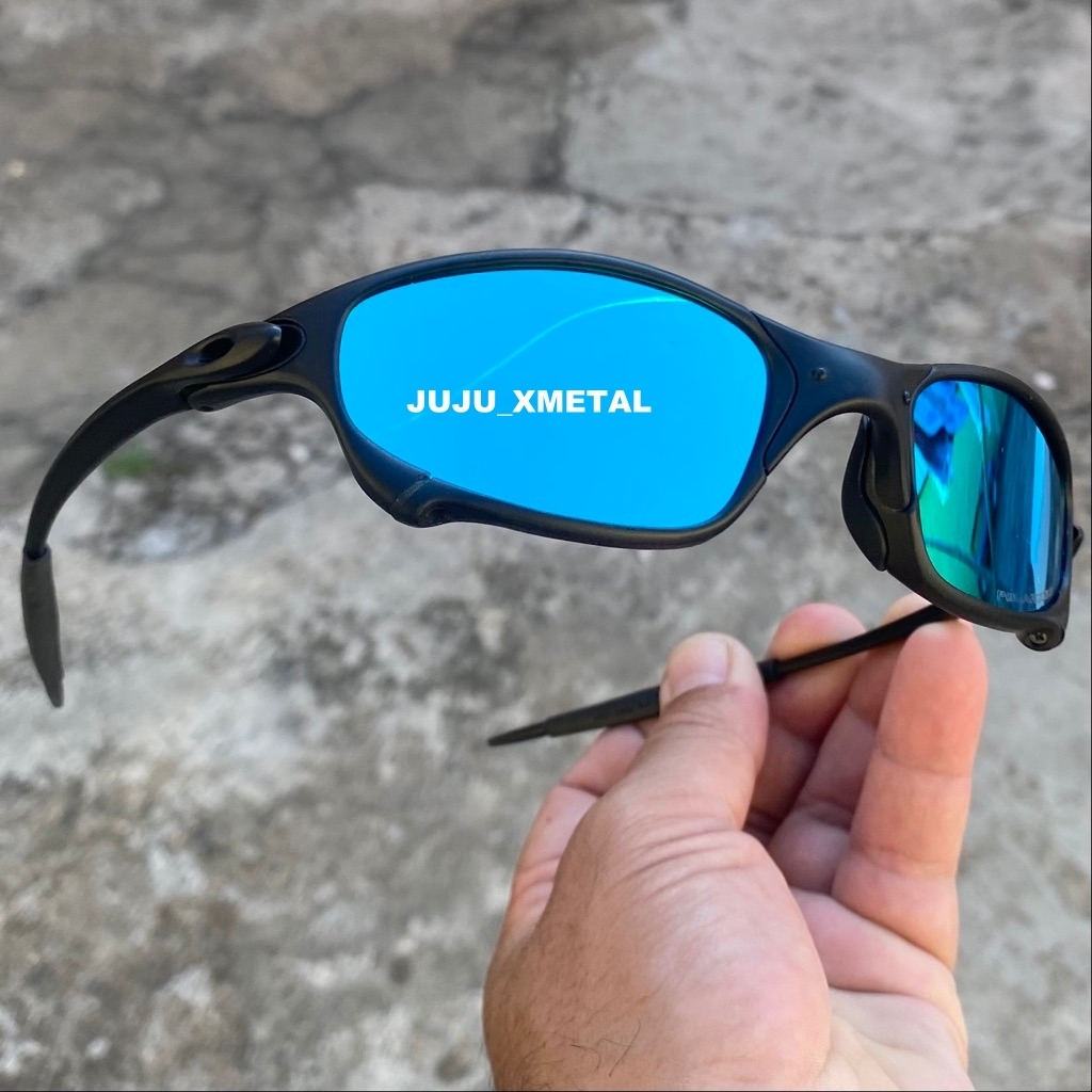 Juliet X-Metal Azul Escuro Pinada Armação Toda em Metal Lentes 100%