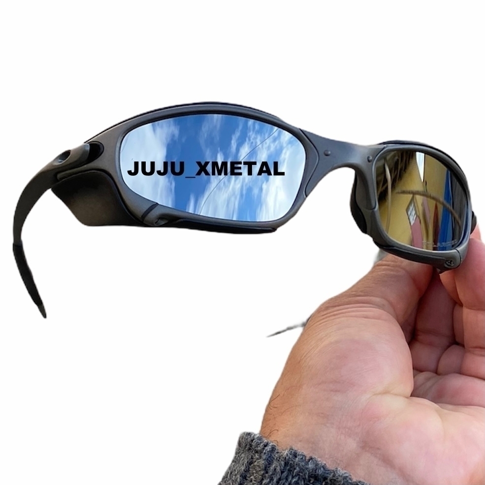 Óculos de Sol Juliet X-Metal Liquid Prata Pinada Armação Toda em Me