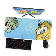 Mouse pad gamer Bob Esponja e Lula Molusco 1 - Mousepad 90x40 80x40 60x40 70x30