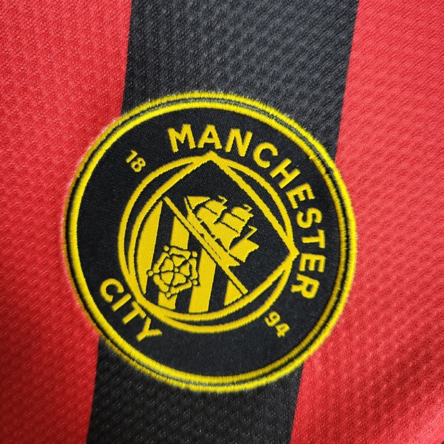 Camisa II Manchester City Preta/Vermelha Away 2022/2023 – Versão