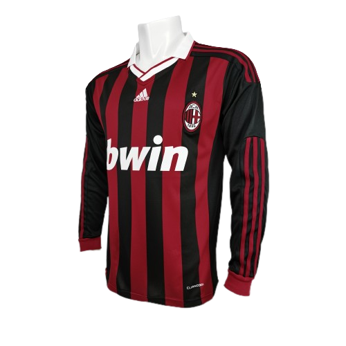 Camisa 1 AC Milan 2009/2010 Retro Vermelha e Preta Manga Longa Adidas