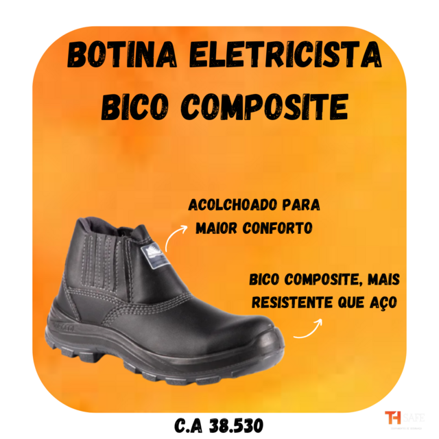 Botina Bracol Preta Bidensidade Bico Biqueira Composite