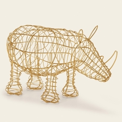 Escultura Rinoceronte em Metal Dourado (14834) - comprar online