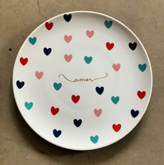 Prato Raso Porcelana Colors Amor 26cm