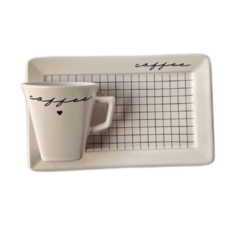 Caneca Coffee com Pires Bandeja Grid