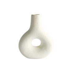 Vaso em Cerâmica Vazado Branco G 18cm (55933-146)