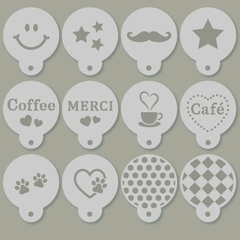 Kit com 12 Moldes Para Arte Em Café SMILEY