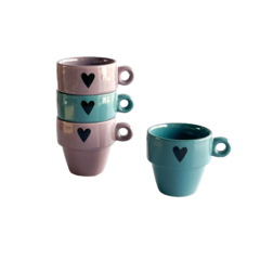 Kit de 4 Xícaras de Café Ceramica Empilhavel 90ml - comprar online