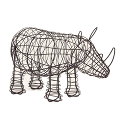 Escultura Rinoceronte em Metal Preto