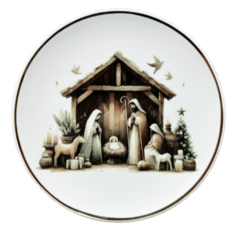 Prato Raso Presepio Wood Berço 26cm c/ ouro