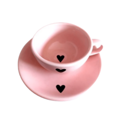 Xícara De Café Solar Balde Rosa Em Porcelana 150ml