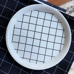 Prato de Bolo Porcelana Grid 28cm
