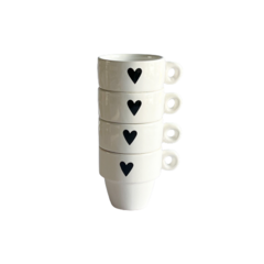 Kit de 4 Xícaras de Café Ceramica Empilhavel Branca 90ml - comprar online