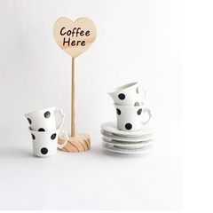 Kit 4 Xícaras de Café Polka Dots e Coffee Here Clara - comprar online