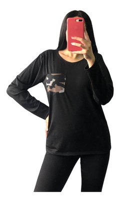 Remera Manga Larga Mujer Modal Con Lycra Bolsillo (pijama)