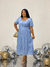 Vestido Plus Size Lese Alogodao Max Midi Luana Azul