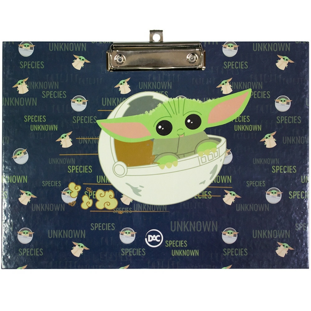 Prancheta Baby Yoda - Star Wars para anotações com 12 folhas + Refil