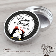 Latinha Personalizada Casamento Pinguins - 00195