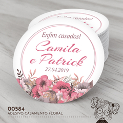 Adesivo Personalizado Casamento Floral - 00584