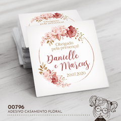 Adesivo Personalizado Casamento Floral - 00796 - comprar online