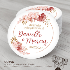 Adesivo Personalizado Casamento Floral - 00796