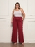 Calça Pantalona Plus Size Malha Canelada Feminina Adulto Cintura Alta - loja online